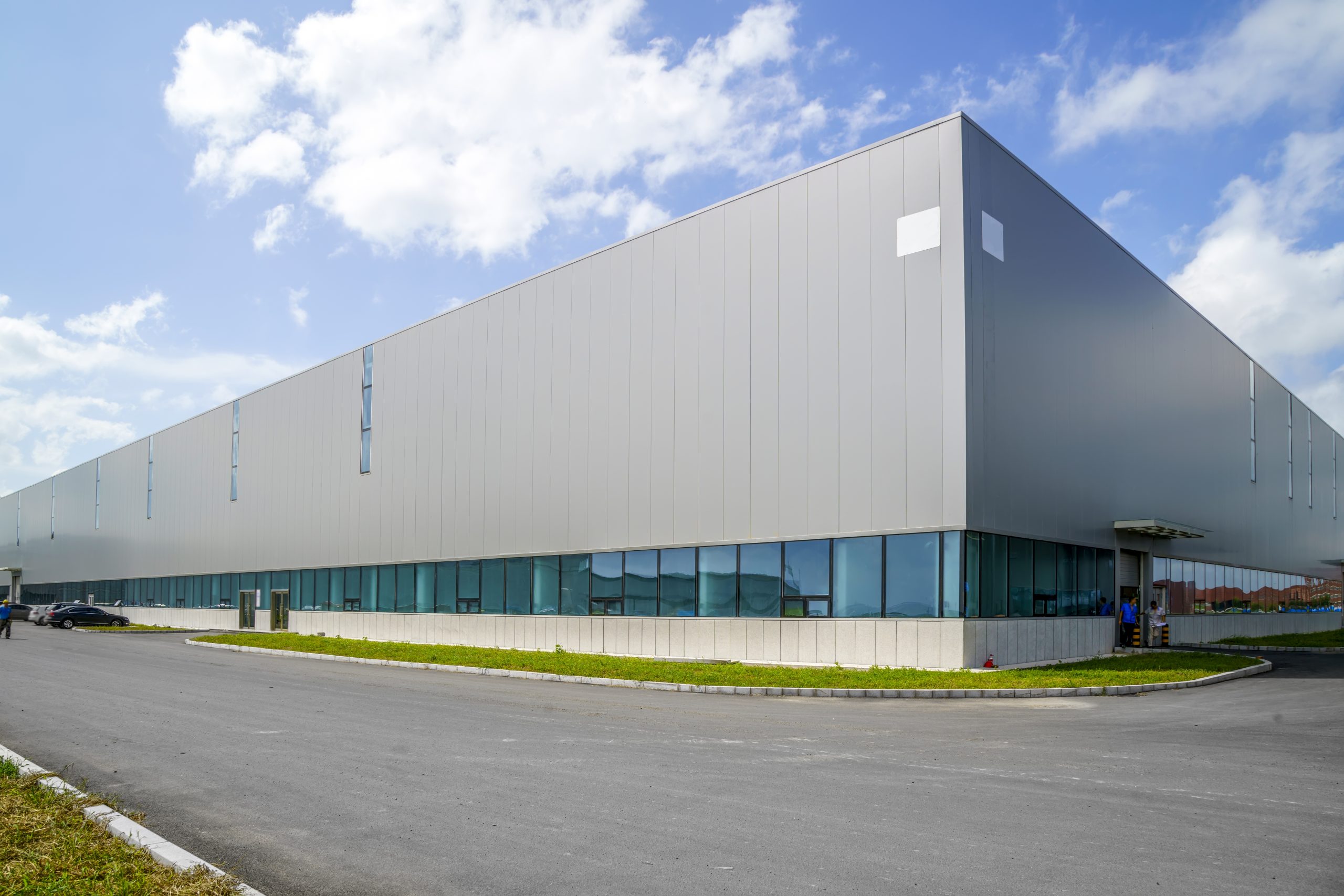 factory cladded with metal sheeting
